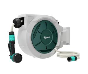 Outsunny Avvolgitubo da Parete 30 m x Ø 13 mm Avvolgitore Automatico di Tubo Retrattile Automatico grigio Aosom Italy