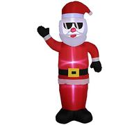 Outsunny Babbo Natale Gonfiabile 180cm con Occhiali da Sole e Luci LED, Decorazione Natalizia da Esterno e Interno con Gonfiatore Incluso