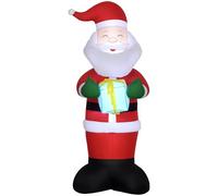 Outsunny Babbo Natale Gonfiabile 180cm con Regalo e Luci LED, Decorazione Natalizia da Esterno e Interno con Gonfiatore Incluso