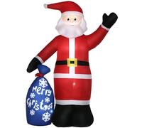 Outsunny Babbo Natale Gonfiabile con Luci LED Bianche, Decorazione Natalizia da Esterno e Interno con Gonfiatore Incluso, 146x77x238 cm