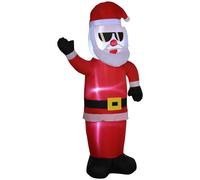 Outsunny Babbo Natale Gonfiabile 180cm con Occhiali da Sole e Luci LED, Decorazione Natalizia da Esterno e Interno con Gonfiatore Incluso