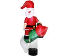 Outsunny Babbo Natale Gonfiabile da 180cm con Missile, Luci LED e Gonfiatore