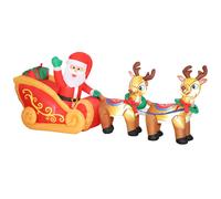 Outsunny Babbo Natale Gonfiabile da Esterno con Slitta e Renne 2.4m 6 Luci