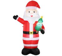 Outsunny Babbo Natale Gonfiabile Gigante 243cm con Albero di Natale, Rosso