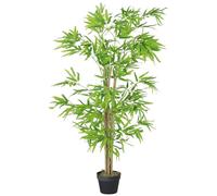 Outsunny Bambù Artificiale Altezza 1,5 m 644 Foglie dense realistiche Vaso Incluso Nero con Lichene Verde