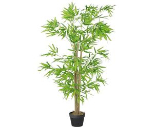 Outsunny Bambù Artificiale Altezza 1,5 m 644 Foglie dense realistiche Vaso Incluso Nero con Lichene Verde