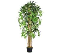 Outsunny Bambù Artificiale Alto 150cm con Vaso Pianta Artificiale Verde