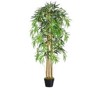 Outsunny Bambù Artificiale Alto 150cm con Vaso Pianta Artificiale Verde | da Interno, Decorativa Realistica, per Casa, Ufficio, Esterno, Giardino