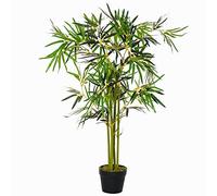 Outsunny Bambù in Vaso Artificiale, Pianta Finta Decorazione per Interno ed Esterno, Altezza 120cm, Verde