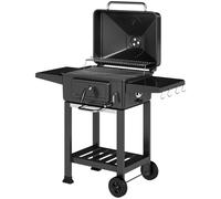 Outsunny Barbecue a Carbone, Affumicatore Portatile con Ventilazione, Termometro e Mensole Laterali, Nero Aosom Italy