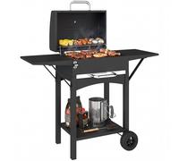 Outsunny Barbecue a Carbone con Affumicatore e Ruote 110x46.5x101 cm Nero
