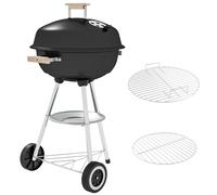 Outsunny Barbecue a Carbone con Griglia, Coperchio, Prese d'Aria e Ruote, Nero