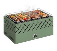 Outsunny Barbecue a Carbone Portatile, Griglia Portatile con Ventilatore Integrato e Manopola Regolabile per Campeggio, Picnic, Viaggi, Giardino, Cucina All'Aperto, Verde Chiaro