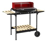 Outsunny Barbecue a Carbonella con Ruote e 3 Ripiani 103x47x95 cm Rosso