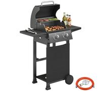 Outsunny Barbecue a Gas con 2 Bruciatori e Ripiani Pieghevoli, Nero