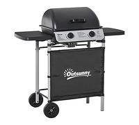 Outsunny Barbecue a Gas con Coperchio 2 Bruciatori BBQ 104x49x99cm Nero