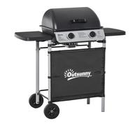 BARBEQUE GAS OUTSUNNY IT846-063V90 in acciaio a gas, 5600W, 2 bruciatori separati, 2 ruote, Gas, Griglia da 50 x 36 cm, Nero, Grigio