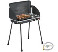 Outsunny Barbecue a Gas Fornello da Campeggio 2 in 1 Portatile Nero