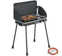 Outsunny Barbecue a Gas Portatile con Paravento, 7KW, Nero