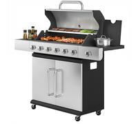 Outsunny Barbecue Gas Propano 6 Fuochi, Bruciatore Laterale, Ghisa
