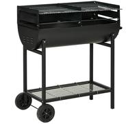 Outsunny Barbecue in Acciaio con 2 Griglie Indipendenti e 2 Ruote | Nero |