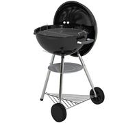 Outsunny Barbecue Rotondo a Carbonella con Ripiano Inferiore e Ruote Nero