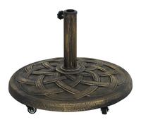 Outsunny Basamento per Ombrellone in Resina 20 kg Rotondo con Ruote Bronzo