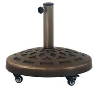 Outsunny Basamento per Ombrellone in Resina 21 kg Rotondo con Ruote Bronzo