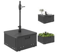 Outsunny Base per Ombrellone 3 in 1 da Esterno, Tavolino da caffè, Fioriera, Basamento per Ombrellone Riempibile capacità 80 kg con Ruote, Pali da Ø38/48 mm, Maniglie per Terrazza Piscina, Nero