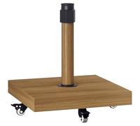 Outsunny Base per Ombrellone a Rotelle con Freni, Basamento per Ombrellone in Metallo con Cemento, per Pali di Ombrelloni da Ø36/38/48 mm, Effetto Legno Naturale