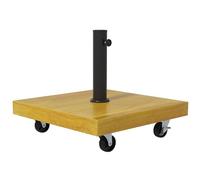 Outsunny Base per Ombrellone da 25 kg in Cemento e Metallo, Supporto per Ombrelloni 34/38/48mm, Basamento per Ombrellone da Giardino con Rotelle con Freno, Finitura Effetto Legno, Giallo