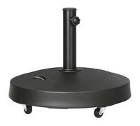 Outsunny Base per Ombrellone da 25kg con 2 Manovelle e Rotelle Bloccabili, Basamento per Ombrellone in Resina e Acciaio, Ø53x41 cm, Nera