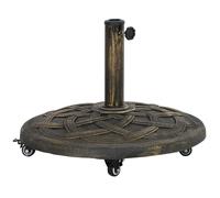 Outsunny Base per Ombrellone in Resina da 20 kg Rotonda con Ruote e Freni, Bronzo Aosom Italy