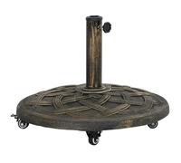 Outsunny Base per Ombrellone Rotonda con Ruote, Base Ponderata in Resina da 20 kg, Supporto Ombrelloni per Esterni 32mm/38mm/48mm, Piscina, Giardino, Bronzo