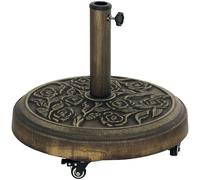 Outsunny Base per Ombrellone Rotonda da Esterno, 21 kg, Basamento in Resina con Ruote e Supporto per Ombrelloni da 32mm/38mm/48mm, per Giardino, Terrazza, Piscina, Bronzo