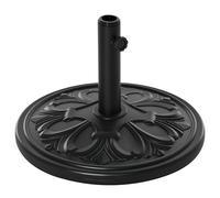Outsunny Base per Ombrellone Rotonda in HDPE con Disegno Floreale, Basamento da 13kg con Supporto per Pali da 35-38-48mm, Nero