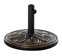 Outsunny Base per Ombrellone Rotonda in HDPE con Disegno Floreale Bronzo | Base Ombrellone da 13kg, Supporto per Pali da 35-38-48mm
