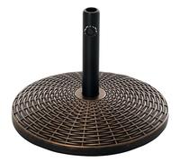 Outsunny Base per Ombrellone Rotonda in Plastica Effetto Rattan, Basamento da 25kg con Supporto per Pali da 35mm, 38mm, 48mm, Bronzo