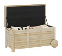 Outsunny Baule da Esterno 185L a 2 Ruote con Telo Interno e Coperchio, in Legno di Abete, 110x50x50 cm, color Legno