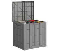 Outsunny Baule da Esterno da 114L in PP con Coperchio Serratura, Baule da Giardino, Contenitore da Esterno Protezione UV, per Giardino Patio Piscina, Effetto Legno Grigio