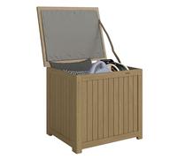 Outsunny Baule da Esterno da 130L in Legno con Coperchio a Cerniera Cinghia, Baule da Giardino con Fodera, Contenitore da Esterno Protezione UV, per Giardino Patio Piscina, 63x51x58.5 cm, Marrone