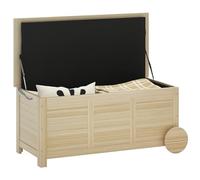 Outsunny Baule da Esterno da 185L con 2 Ruote, Corde di Canapa, Telo Interno e Cerniere in Metallo, Cassapanca Contenitore da Esterno in Legno di Abete 110x50x50 cm Color Legno