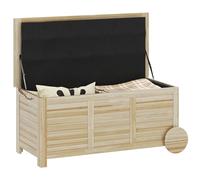 Outsunny Baule da Esterno da 185L con 2 Ruote, Corde in Canapa, Cerniere Metalliche e Rivestimento Interno, Cassapanca Contenitore da Esterno in Legno di Abete 110x50x50 cm Colore Legno