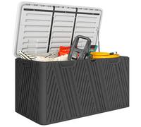 Outsunny Baule da Esterno da 380L Impermeabile in HDPE, Cassapanca Contenitore da Esterno con Coperchio a Leva e 2 Maniglie Laterali, Protezione UV, 115x60x60 cm, Nero e Grigio