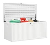 Outsunny Baule da Esterno da 515L Impermeabile con Design Scanalato e 2 Leve a Gas, Panca Contenitore in PE, 140x68x68 cm, Bianco