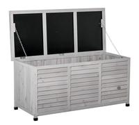 Outsunny Baule da Esterno in Legno di Abete con Base Rialzato e Coperchio, Cassa