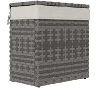 Outsunny Baule da Giardino in Rattan PE, 57x34x62cm, Grigio e Beige | Cassapanca da Esterno, Baule da Esterno, Piedini Antiscivolo, Rivestimento Interno in Tessuto Impermeabile