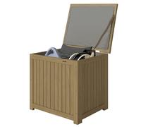 Outsunny Baule Esterno 130L, Legno Box con Cerniere Cinghia