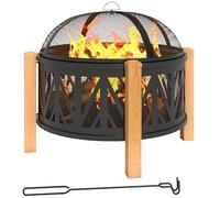 Outsunny Braciere 2 in 1, diametro 75 x 58 cm, con parascintille, braciere per giardino, balcone, terrazza, barbecue, campeggio, colore nero e marrone