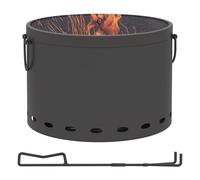 Outsunny Braciere, braciere in legno senza fumo, Ø 38 cm, con manico, braciere con gancio e protezione scintille, per giardino, picnic, metallo grigio scuro